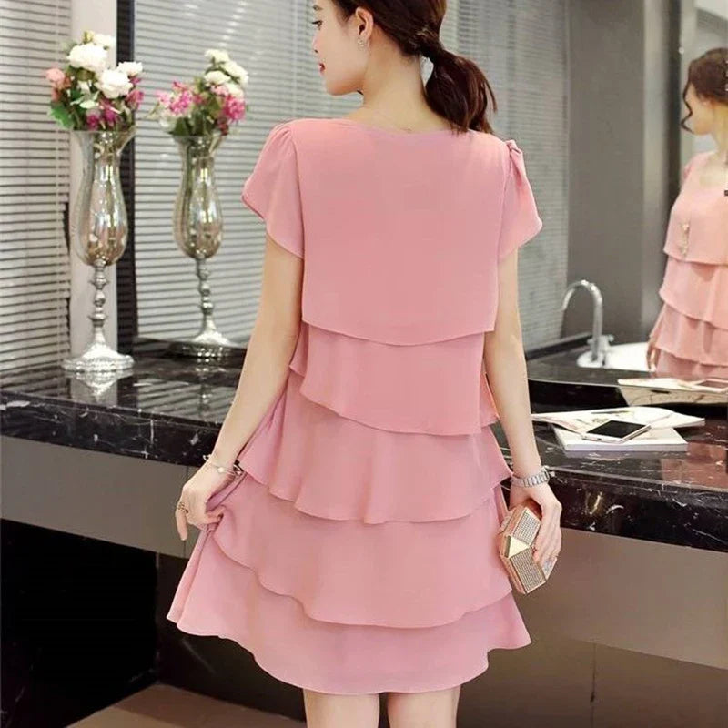 Zomerjurk Ruffles Wavy Rand Korte Chic Jurk