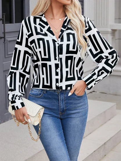 Dames Blouse Geometrisch Elegante Vrouwelijke Stijl - StudioMarella