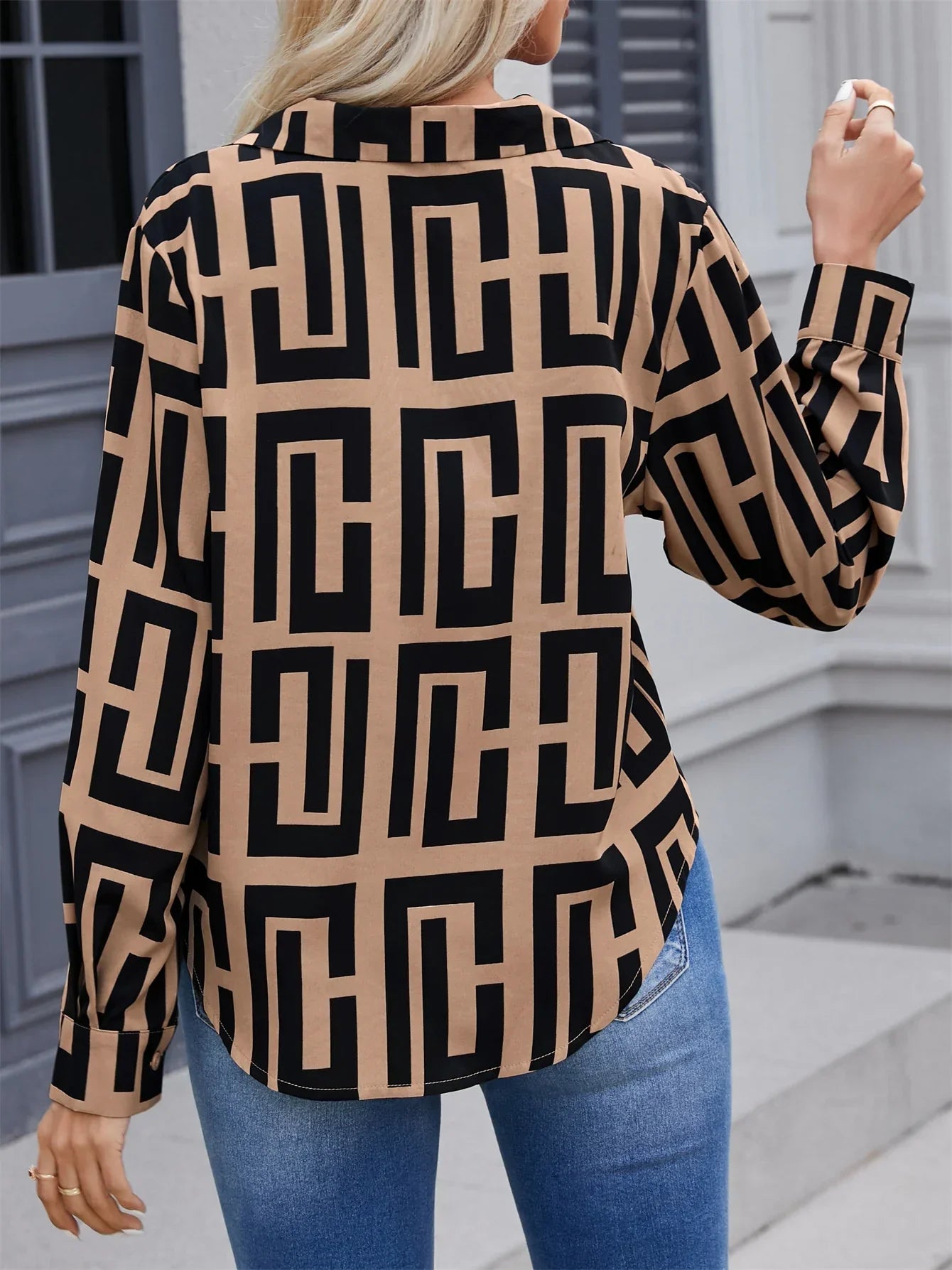 Dames Blouse Geometrisch Elegante Vrouwelijke Stijl