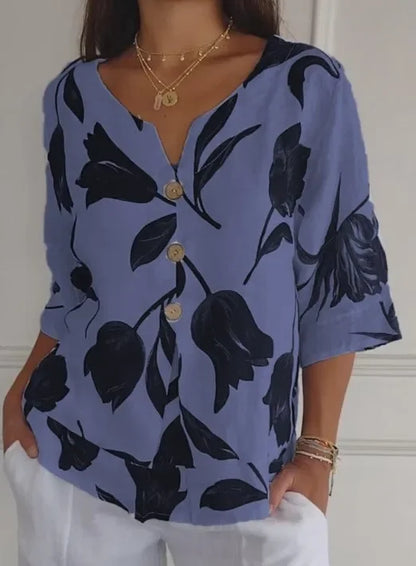 Vrouwelijke Herfst Top met Bloemenprint