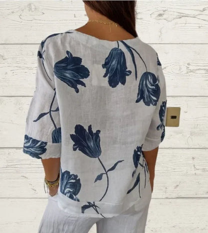 Vrouwelijke Herfst Top met Bloemenprint