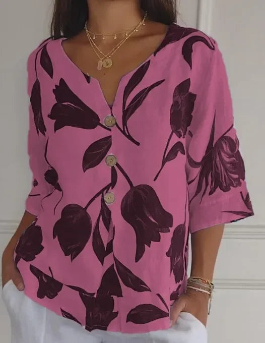 Vrouwelijke Herfst Top met Bloemenprint