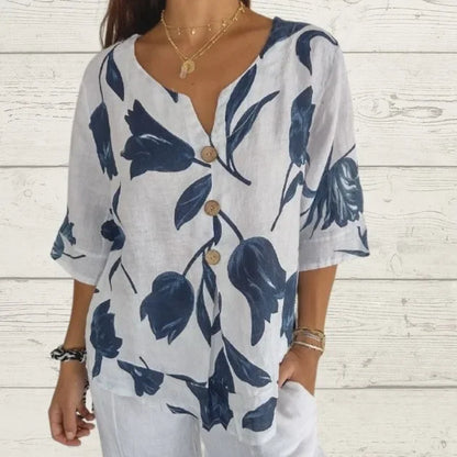 Vrouwelijke Herfst Top met Bloemenprint - StudioMarella