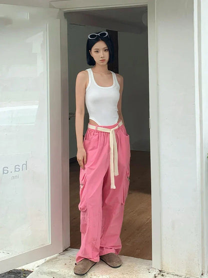Vrouwen Cargo Broek Roze Streetwear Mode Broek