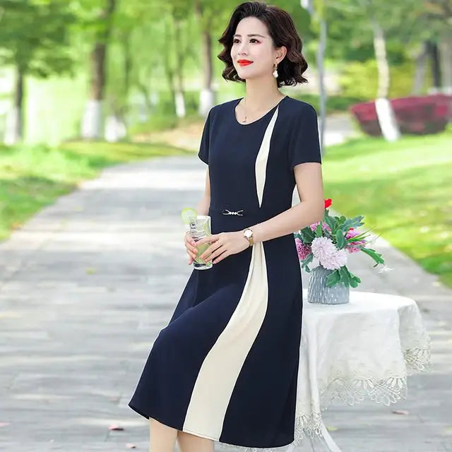 Kantoorjurk Patchwork Elegante Vrouwelijke Stijl