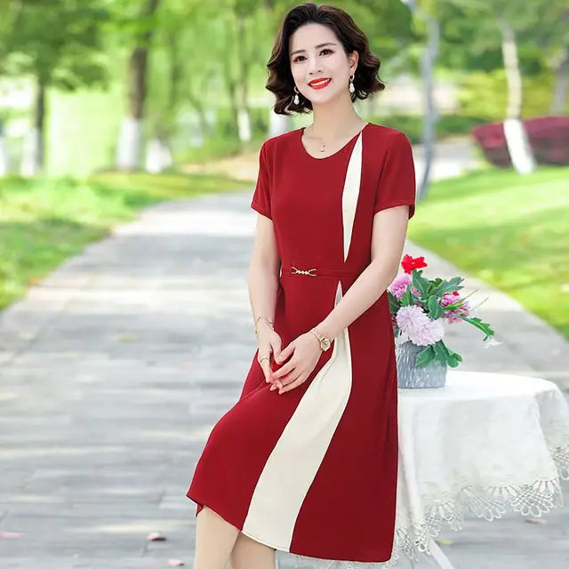 Kantoorjurk Patchwork Elegante Vrouwelijke Stijl
