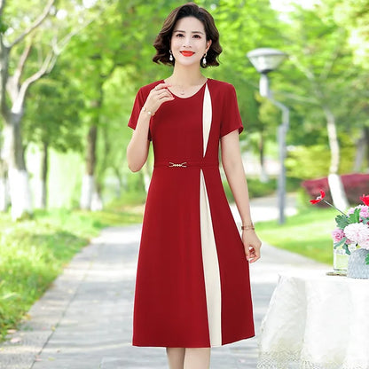 Kantoorjurk Patchwork Elegante Vrouwelijke Stijl