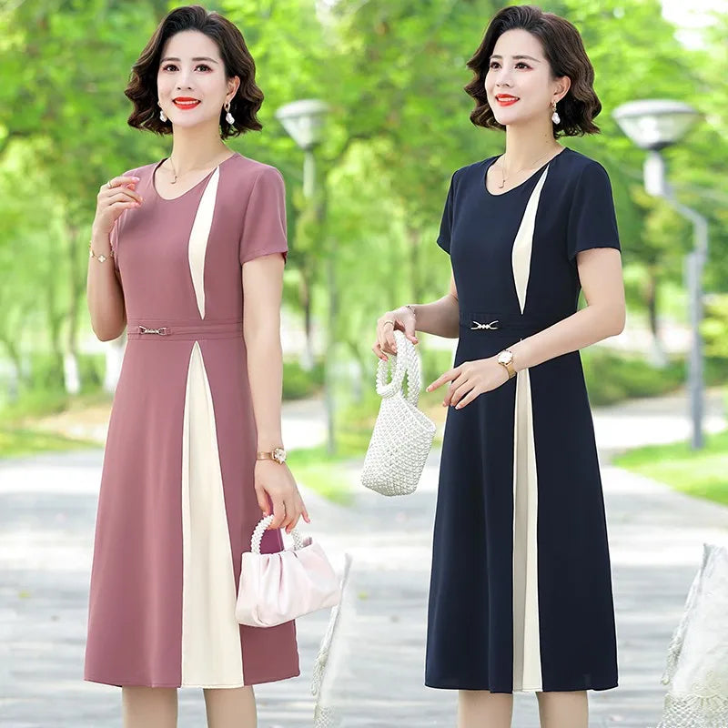 Kantoorjurk Patchwork Elegante Vrouwelijke Stijl