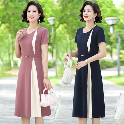 Kantoorjurk Patchwork Elegante Vrouwelijke Stijl