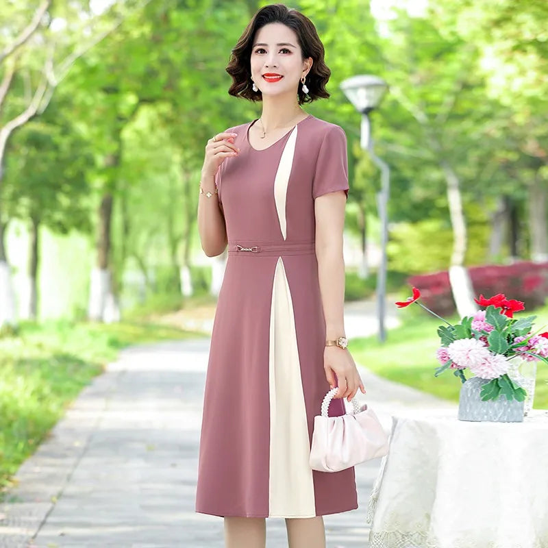 Kantoorjurk Patchwork Elegante Vrouwelijke Stijl