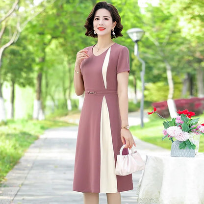 Kantoorjurk Patchwork Elegante Vrouwelijke Stijl