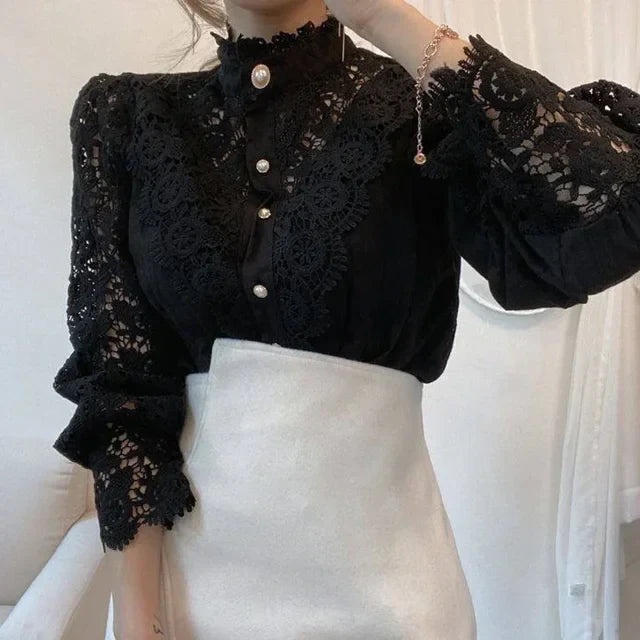 Elegante Kant Blouse voor Vrouw Vintage Stijl - StudioMarella