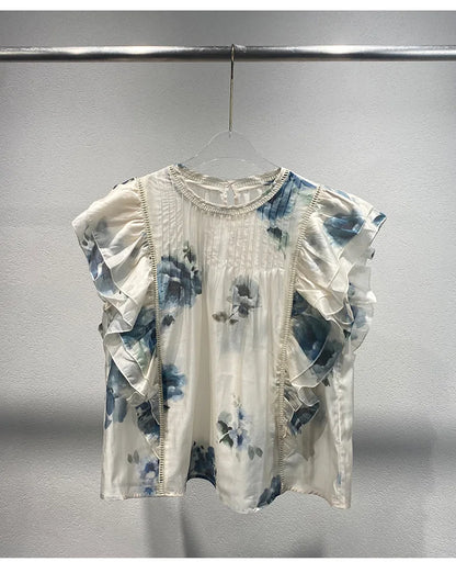 Vrouwen Blouse met Vliegende Mouwen Zenith Vogue Stijl