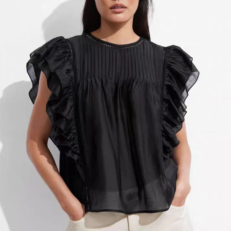 Vrouwen Blouse met Vliegende Mouwen Zenith Vogue Stijl