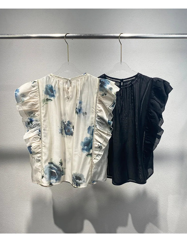 Vrouwen Blouse met Vliegende Mouwen Zenith Vogue Stijl