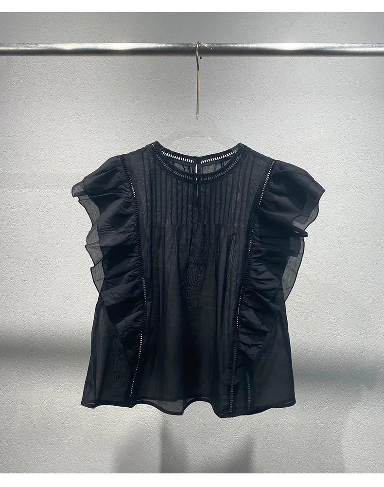 Vrouwen Blouse met Vliegende Mouwen Zenith Vogue Stijl