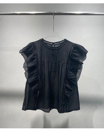 Vrouwen Blouse met Vliegende Mouwen Zenith Vogue Stijl