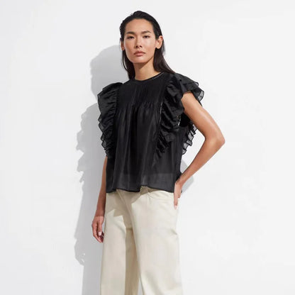 Vrouwen Blouse met Vliegende Mouwen Zenith Vogue Stijl - StudioMarella