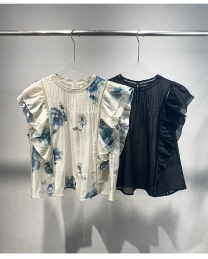 Vrouwen Blouse met Vliegende Mouwen Zenith Vogue Stijl