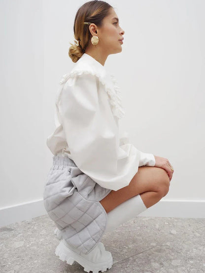Vrouwen Blouse Peter Pan Kraag Elegante Stijl