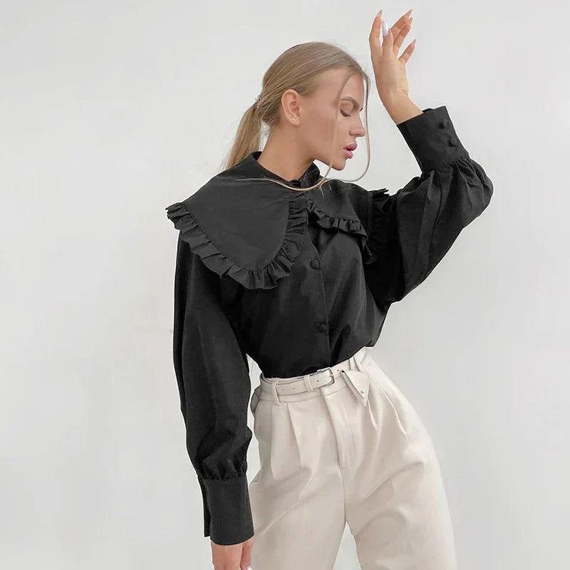 Vrouwen Blouse Peter Pan Kraag Elegante Stijl