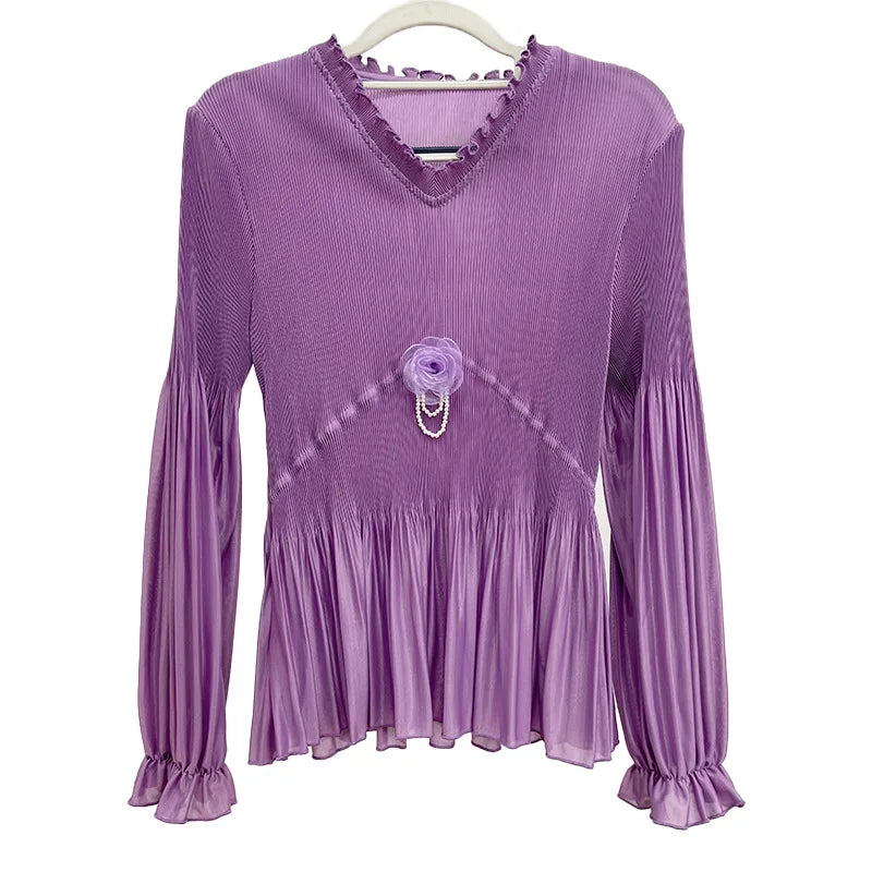 Geplooide Casual Overhemd met Lange Mouwen - Stijlvol en Comfortabel