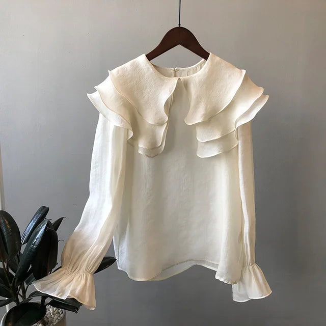 Damesblouse met Ruches Vrouwen Bloes Voorjaar Stijl - StudioMarella