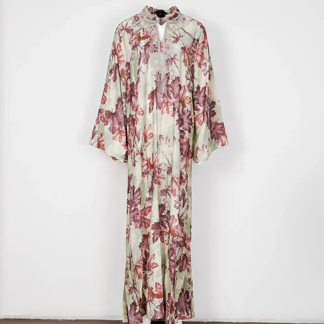 Lente Abaya V-Hals Geborduurde Lange Mouw Modisch - StudioMarella