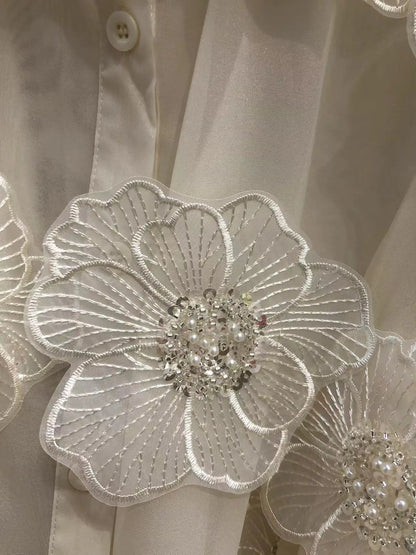 Vrouwelijke Blouse met Mesh en Glitter Pailletten