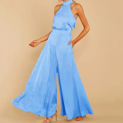 Zomerse Jumpsuit Halterneck Elegant Jurk