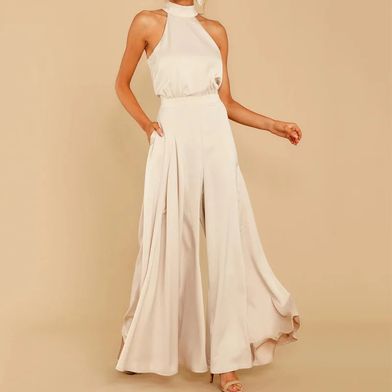 Zomerse Jumpsuit Halterneck Elegant Jurk