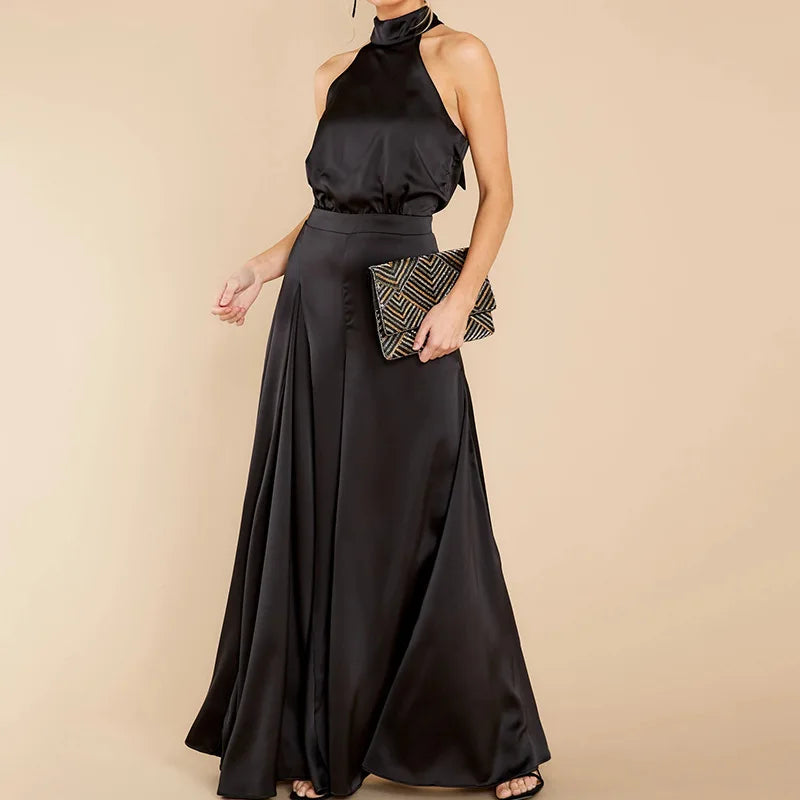 Zomerse Jumpsuit Halterneck Elegant Jurk
