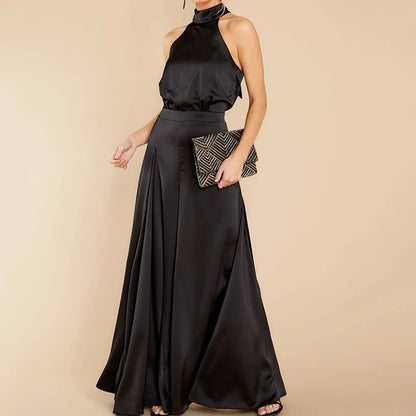 Zomerse Jumpsuit Halterneck Elegant Jurk