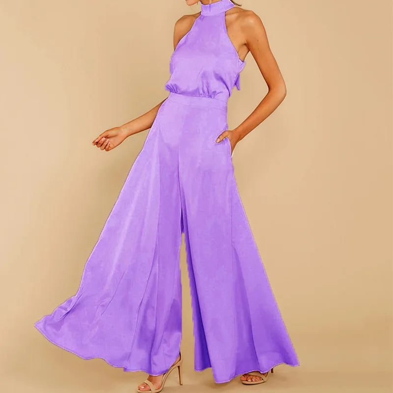 Zomerse Jumpsuit Halterneck Elegant Jurk
