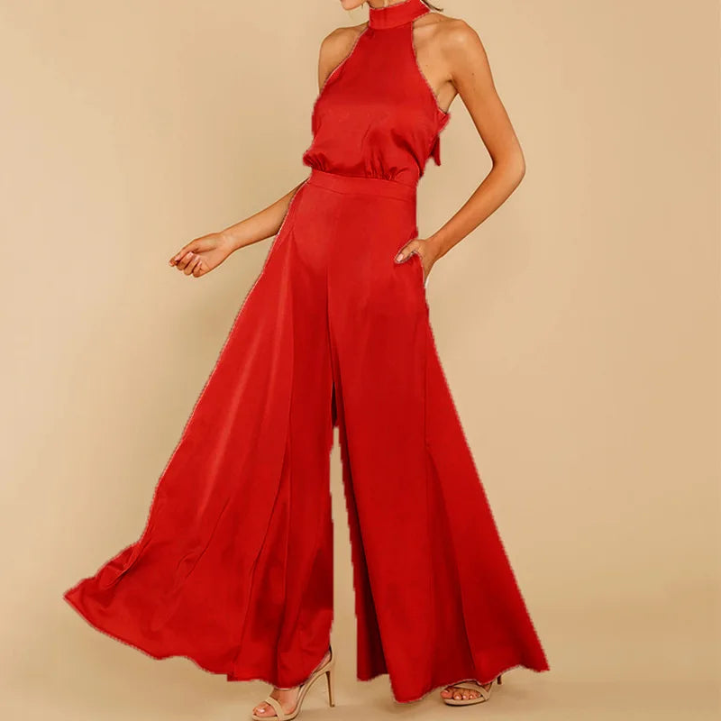 Zomerse Jumpsuit Halterneck Elegant Jurk