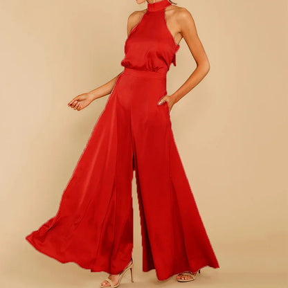 Zomerse Jumpsuit Halterneck Elegant Jurk