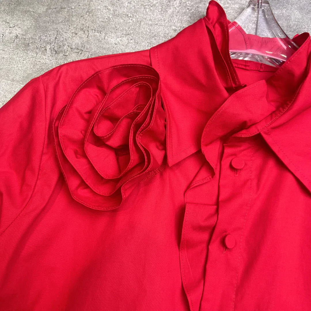 Bloemen Overhemd met Ruches Vrouwelijk Design