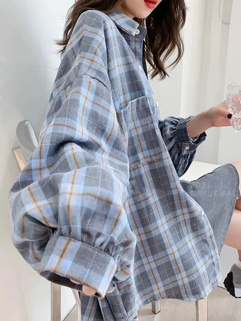 Dames Overhemd Plaid Herfst Mode Stijlvol - StudioMarella