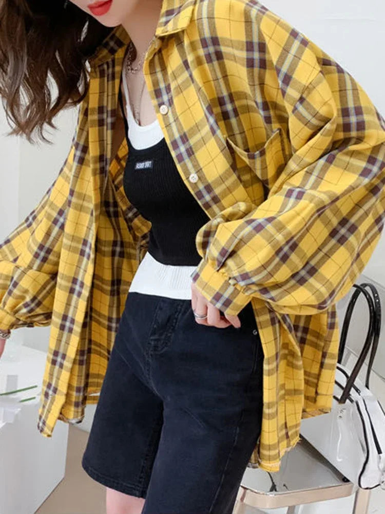 Dames Overhemd Plaid Herfst Mode Stijlvol