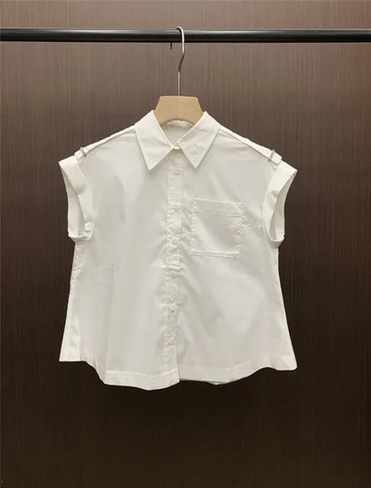 Zomerblouse Mouwloos Met Kralenketting Zonnegeel - StudioMarella