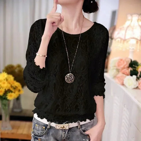Dames Blouse Lange Mouwen Chiffon Zomer Jurkstof Kant - StudioMarella