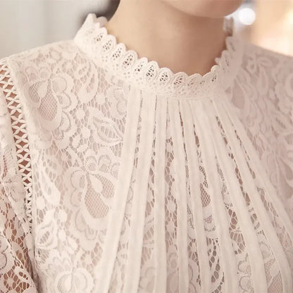 Dames Blouse Lange Mouwen Chiffon Zomer Jurkstof Kant