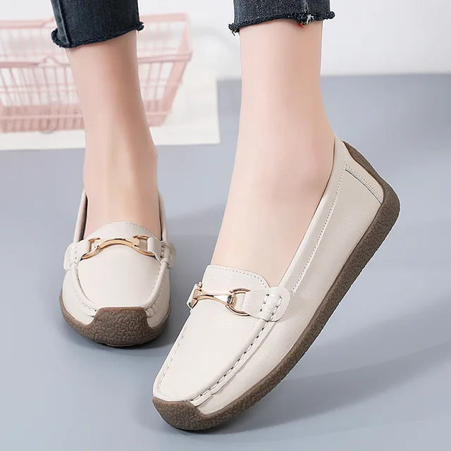 Dames Flats van Echt Leer voor Lente en Herfst - StudioMarella