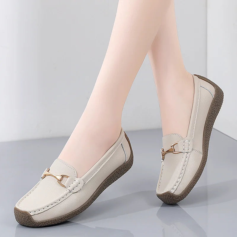 Dames Flats van Echt Leer voor Lente en Herfst
