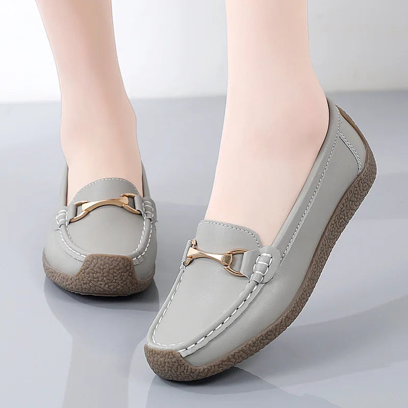 Dames Flats van Echt Leer voor Lente en Herfst