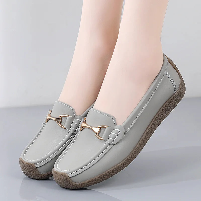 Dames Flats van Echt Leer voor Lente en Herfst