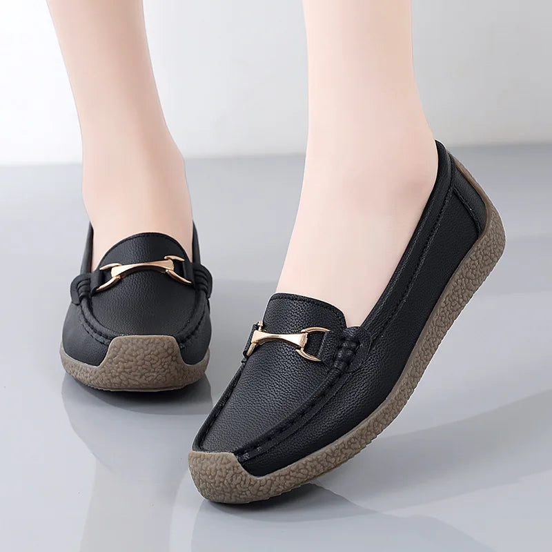 Dames Flats van Echt Leer voor Lente en Herfst
