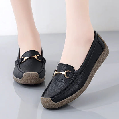 Dames Flats van Echt Leer voor Lente en Herfst