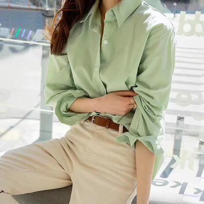 V-Hals Blouse Lange Mouwen Chique Losse Vrouwelijke Jurk Blouse - StudioMarella
