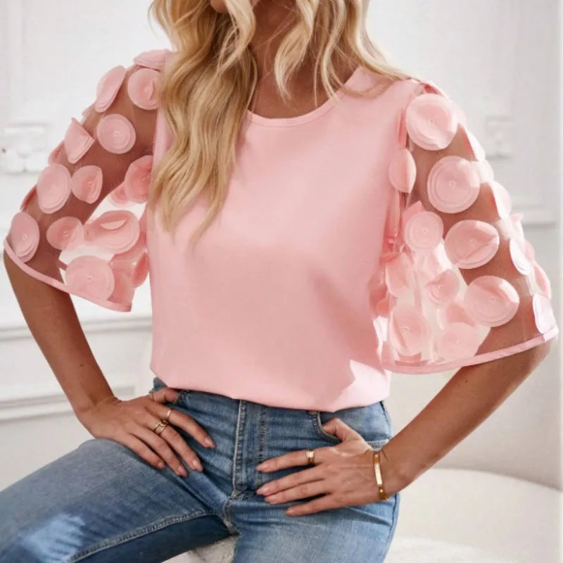 Zomer Blouse Top met Mesh Details Licht en Luchtig